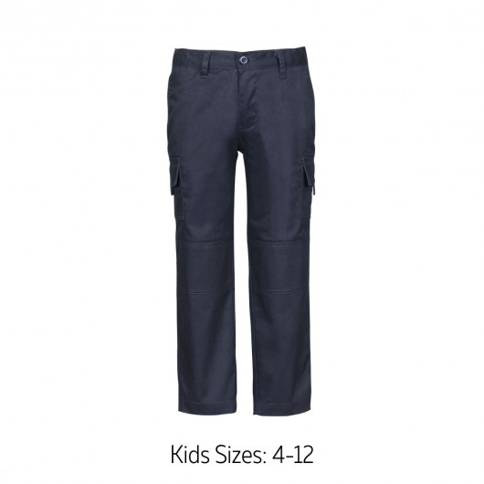 Kids Navy Mercerised Work Cargo Pants